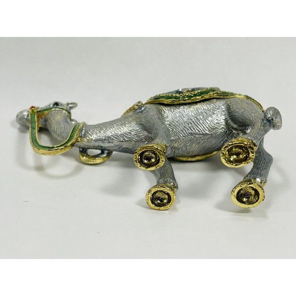 Crystal Bejeweled Camel Heavy Latching Trinket Box Silver Gold Emerald Colored - Picture 14 of 16